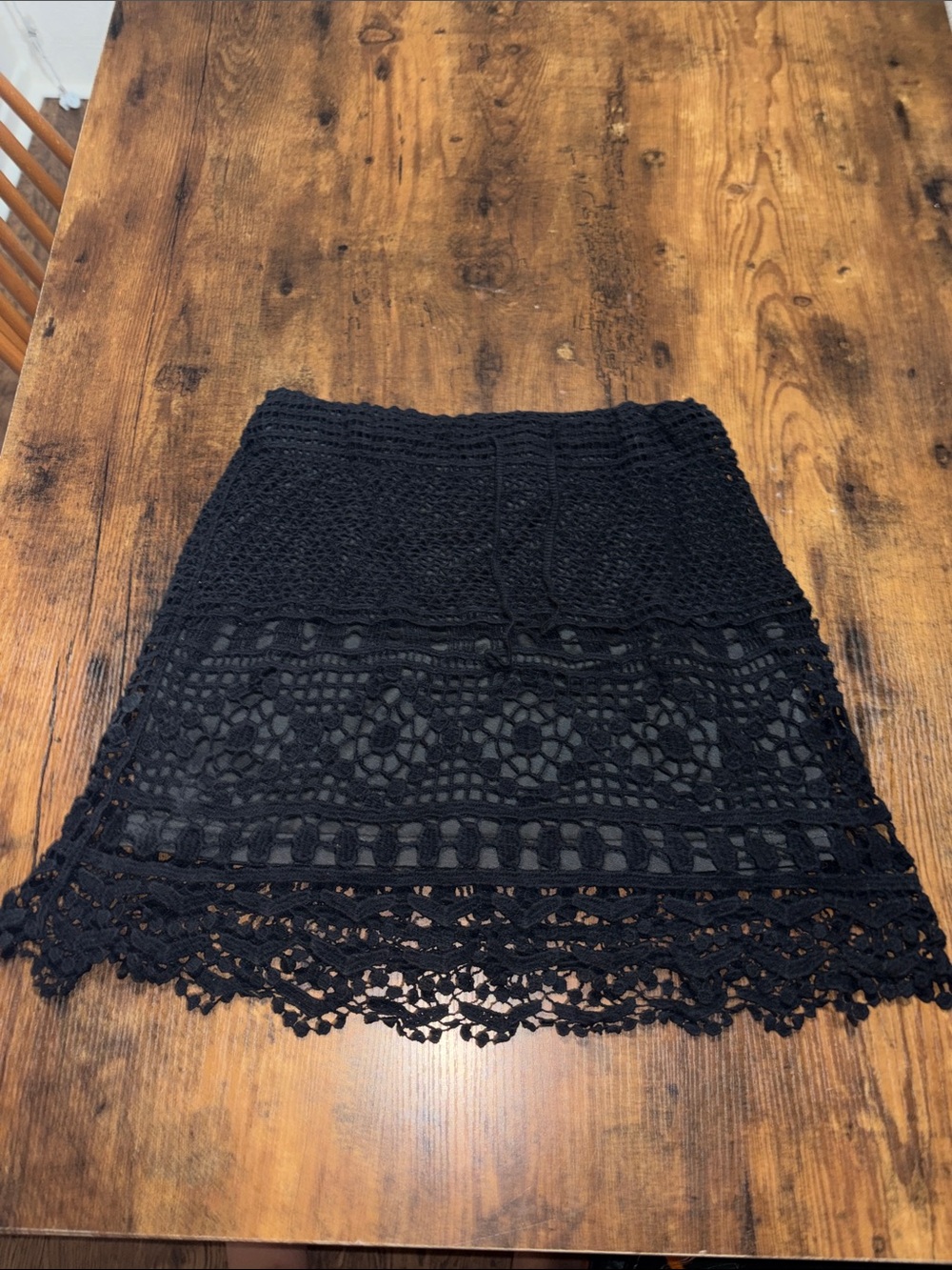 Black Crochet Lace Mini Skirt